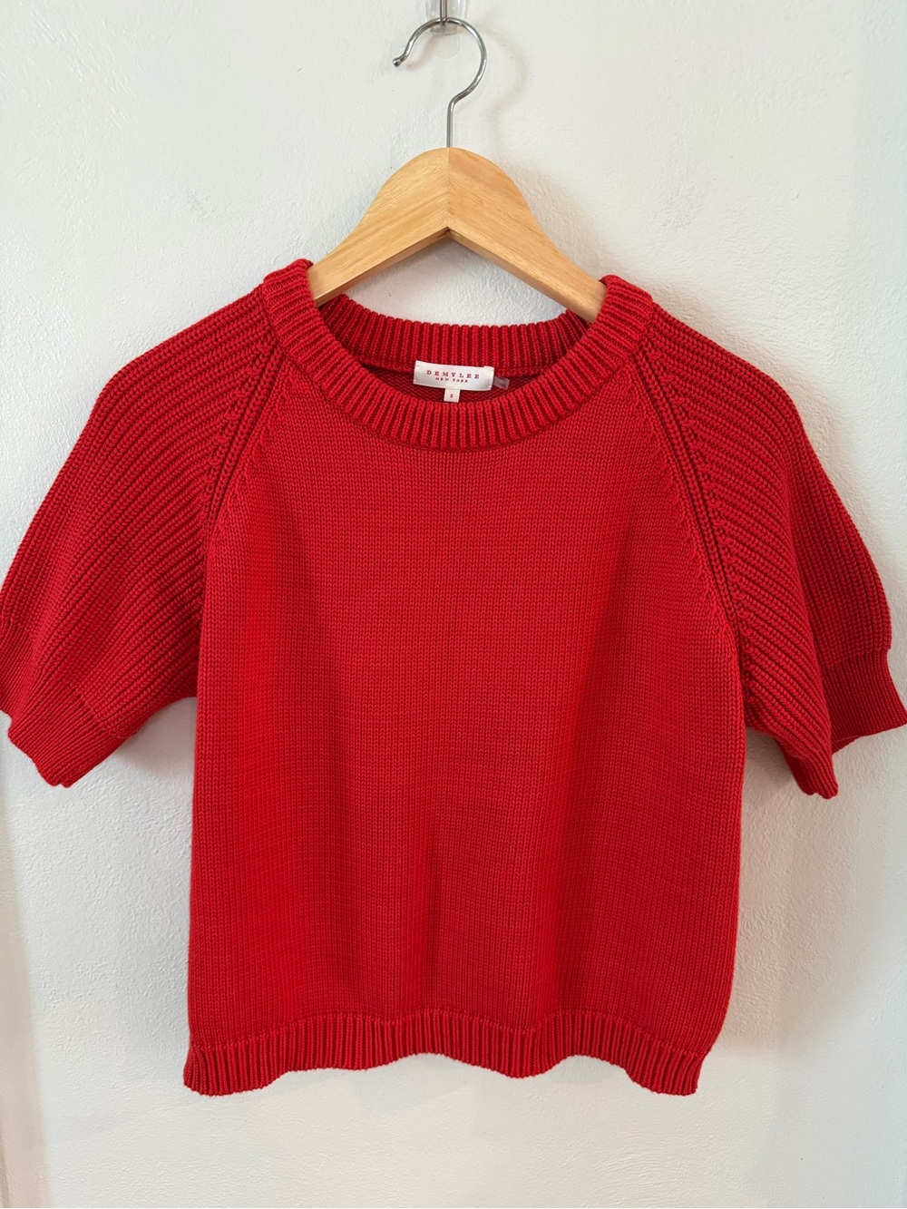 Demylee New York 100% Cotton Ribbed Puff Sleeve Sweater | Small